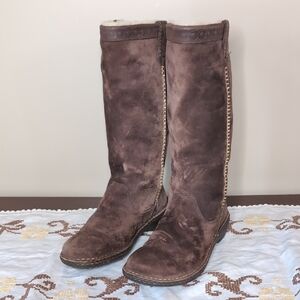 Sz 8 Retro Uggs Brown Leather/Suede and Sheepskin Women's Boots